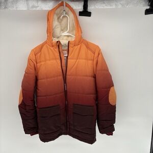 Cat & Jack Rare Goose Down Hooded Puffer Jacket Fur Lined Elbow Pads Youth XL 16